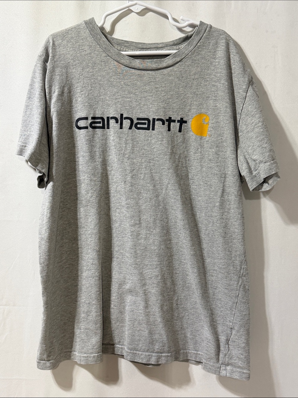 Carhartt Grey Crewneck Tee with Yellow Logo